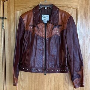 Vintage Cripple Creek Two-Tone Studded Leather Western Jacket - Women’s Medium